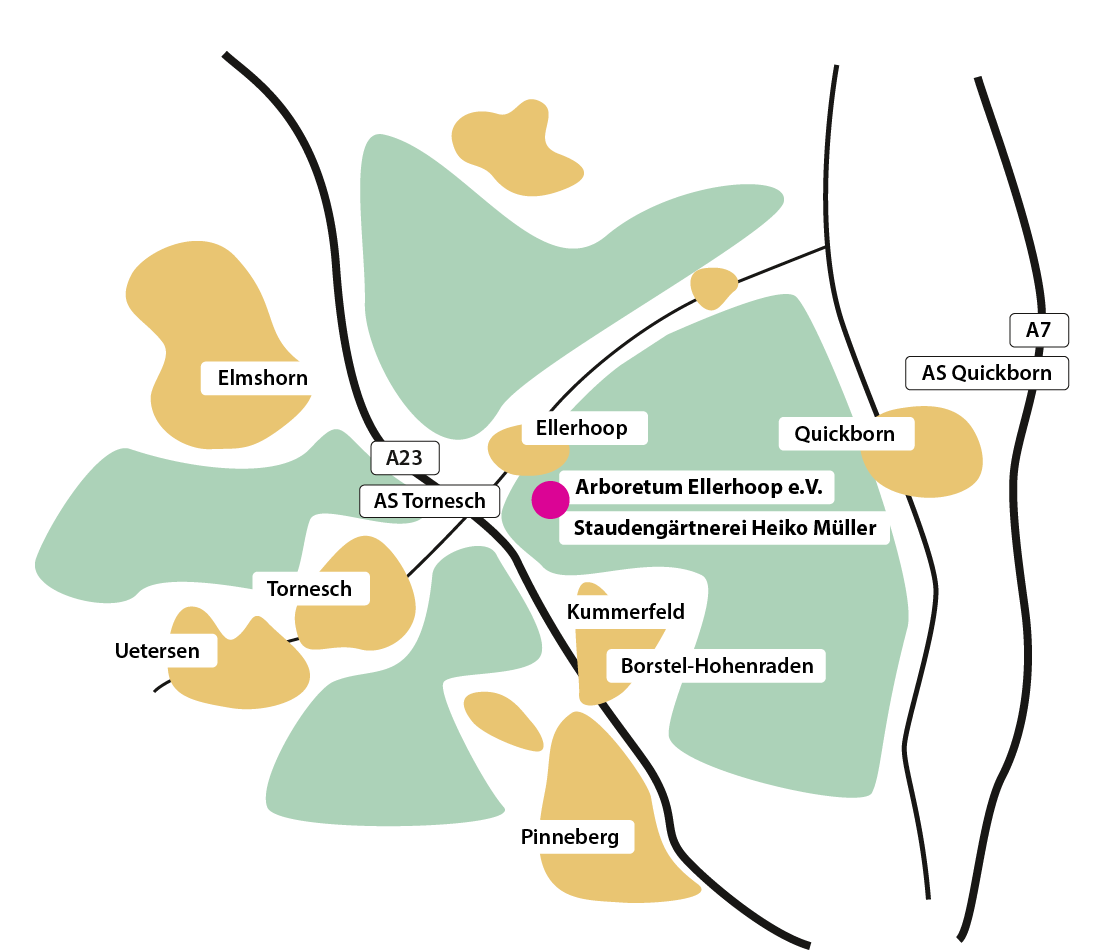 Lageplan der Staudengärnterei Heiko Müller beim Arboretum Ellerhoop e.V.